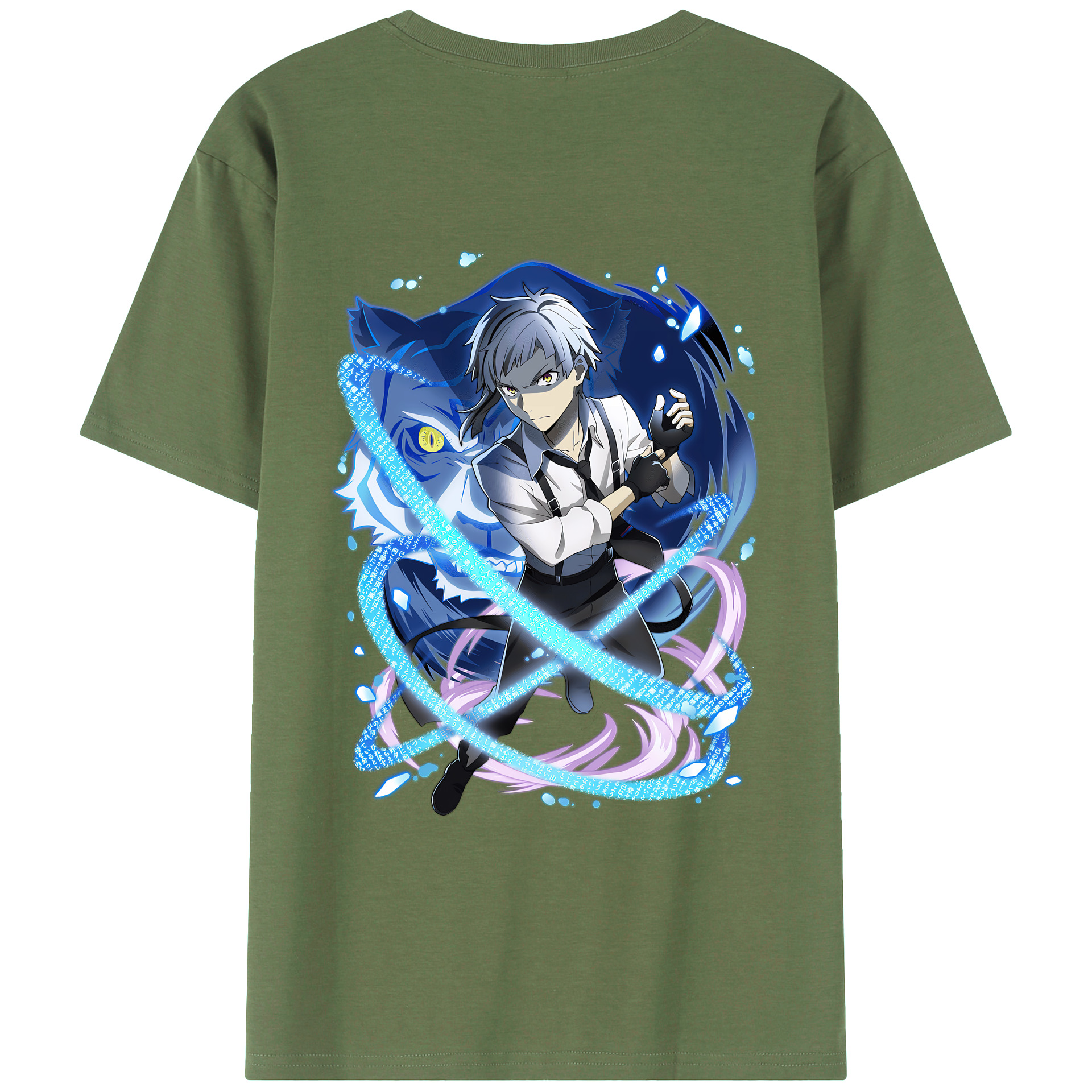 （画像用） 文豪ストレイドッグス Bungo Stray Dogs 綿100％ メンズ半袖Tシャツ（バックプリント） 通気性